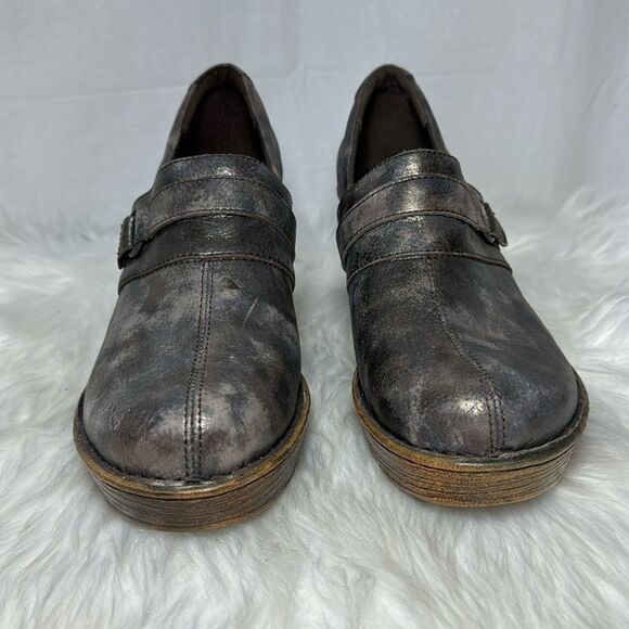 Born Haddon Bronze Leather Platform Clogs Sz 11 - Picture 2 of 6